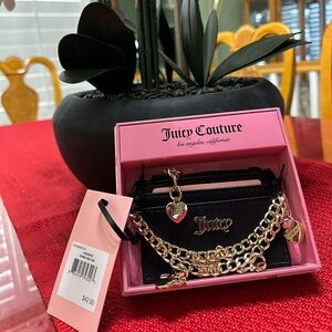 Juicy Couture Black Card Case with Gold Accents